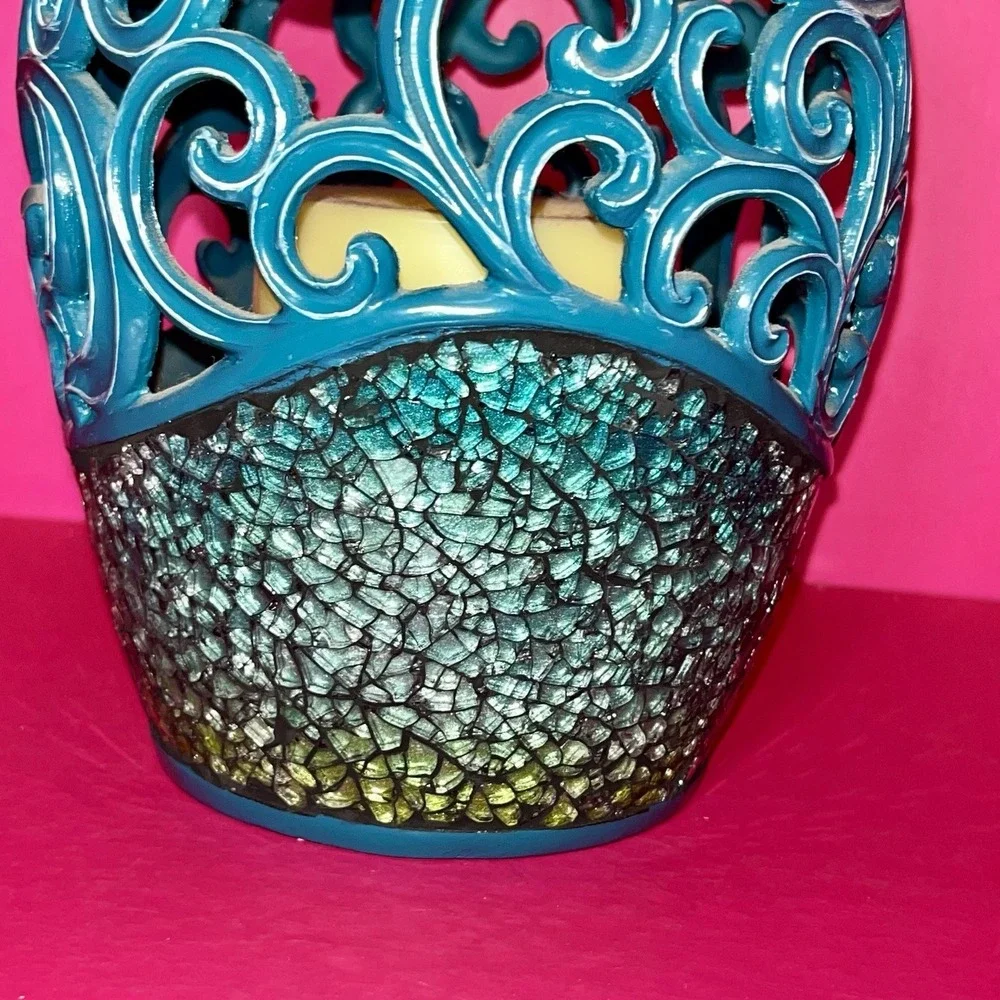 Teal Blue Flameless Flickering Candle Lamp 8.5